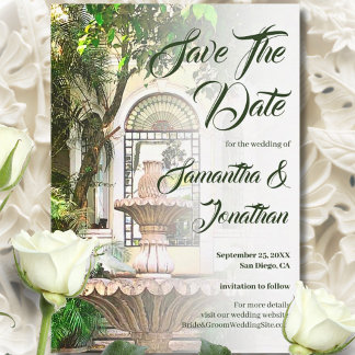 Romantische mediterrane tuin elegantie save the date