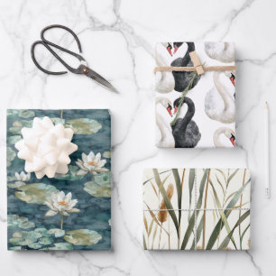 Romantische meerzwanen bruidssuikerfeest inpakpapier vel