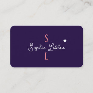 Romantische Meisje Calligrafie Monogrammed Visitekaartje