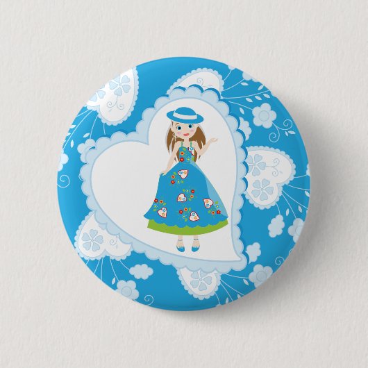 Romantische meisjesfeestje ronde button 5,7 cm (Voorkant)