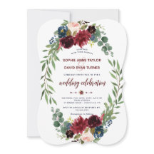 Romantische Merlot Navy Blauwe Bloem Bruiloft