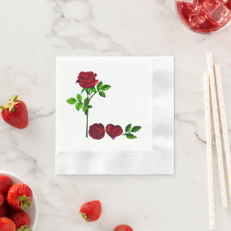 Romantische met de hand geschilderde roos LIEFDE p Servet