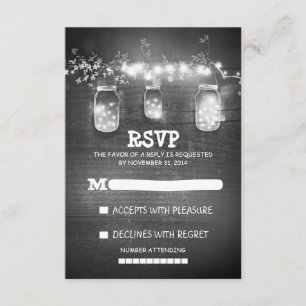 Romantische metselaar jar string lichten bruiloft RSVP kaartje