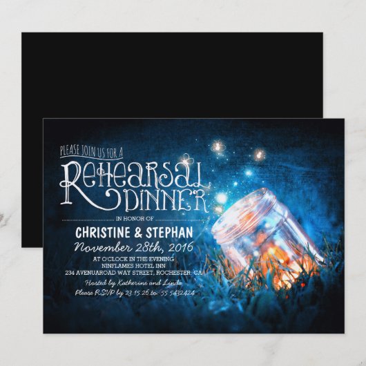 Romantische metselaar pot & vuurvliegjes repetitie kaart (Voorkant / Achterkant)