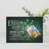 Romantische metselaar pot & vuurvliegjes verloving kaart (Staand voorkant)