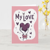 Romantische Mijn Liefde Hart Kaart (Gele Bloem)