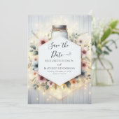 Romantische Minimal Mason Jar bruiloft Save The Date (Staand voorkant)
