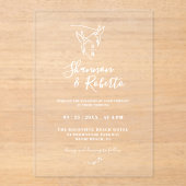 Romantische minimale botanische monogram bruiloft acryl uitnodigingen (Voorkant)