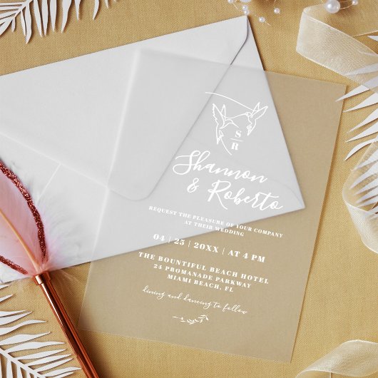 Romantische minimale botanische monogram bruiloft acryl uitnodigingen