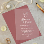 Romantische minimale botanische monogram bruiloft acryl uitnodigingen