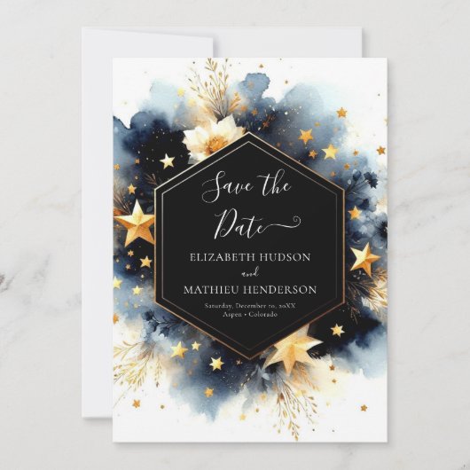 Romantische minimale hemelse bruiloft save the date (Voorkant)
