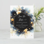 Romantische minimale hemelse bruiloft save the date (Staand voorkant)