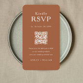 Romantische minimale RSVP QR-code Terracotta bruil Informatiekaartje