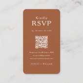 Romantische minimale RSVP QR-code Terracotta bruil Informatiekaartje (Voorkant)