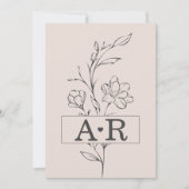 Romantische minimalistische bloemenbruiloft uitnod kaart (Voorkant)