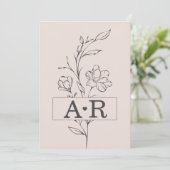 Romantische minimalistische bloemenbruiloft uitnod kaart (Staand voorkant)