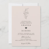 Romantische minimalistische bloemenbruiloft uitnod kaart (Achterkant)