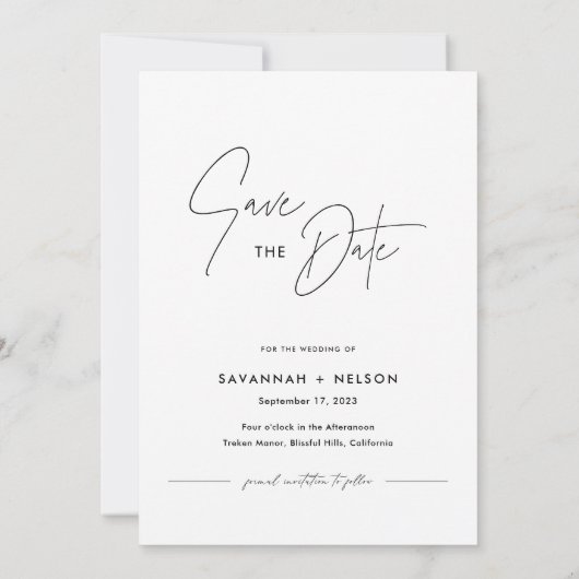 Romantische minimalistische foto Sla de datum op Kaart (Achterkant)