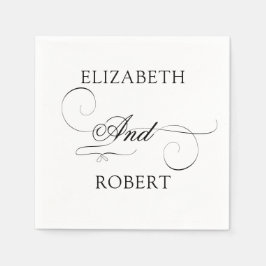 Romantische minimalistische luxe monogram bruiloft servet