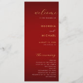 Romantische minimalistische moderne donkerrode & g programmakaart (Voorkant)