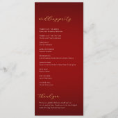 Romantische minimalistische moderne donkerrode & g programmakaart (Achterkant)