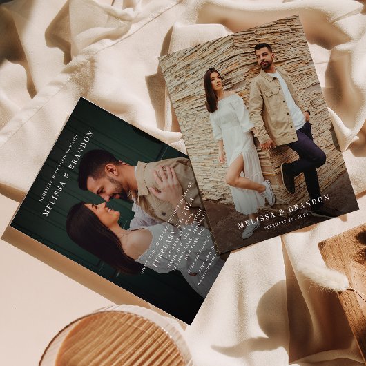 Romantische minimalistische overlay tekst 2 foto b kaart