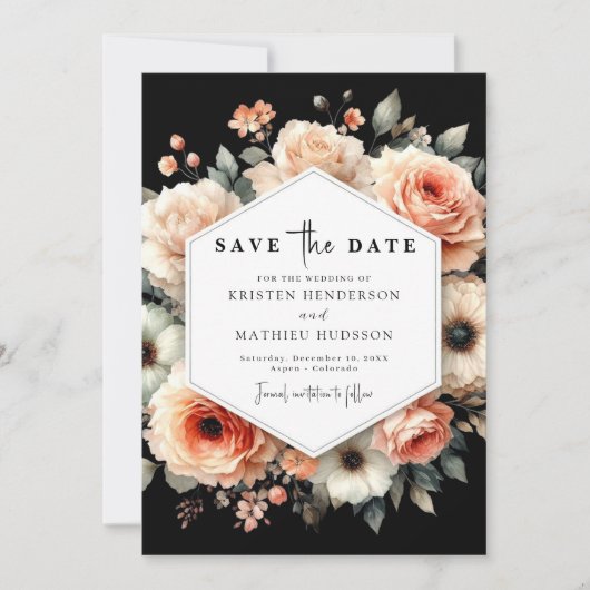 Romantische minimalistische perzik bruiloft save the date (Voorkant)