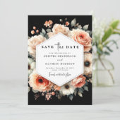 Romantische minimalistische perzik bruiloft save the date (Staand voorkant)