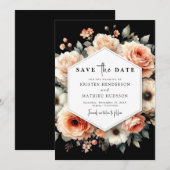 Romantische minimalistische perzik bruiloft save the date (Voorkant / Achterkant)