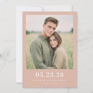 Romantische Minimalistische Perzik Foto Save The Date