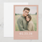 Romantische Minimalistische Perzik Foto Save The Date (Voorkant / Achterkant)