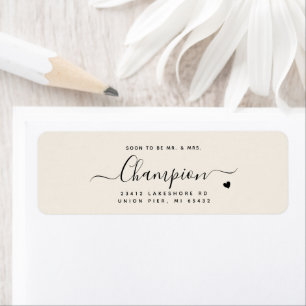 Romantische Minimalistische Script Crème Kleur Tro Etiket