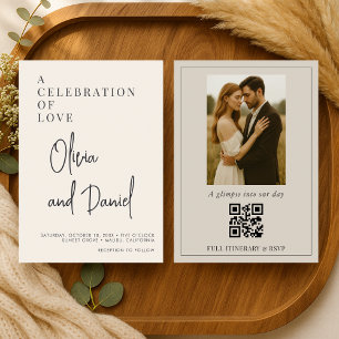 Romantische Minimalistische Script Foto QR Code Tr Kaart