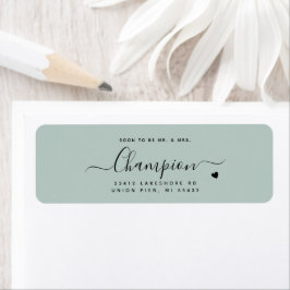 Romantische Minimalistische Script Mintgroene Trou Etiket