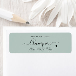 Romantische Minimalistische Script Mintgroene Trou Etiket