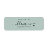 Romantische Minimalistische Script Mintgroene Trou Etiket (Voorkant)