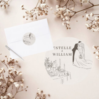 Romantische Minimalistische Trouw Ronde Sticker