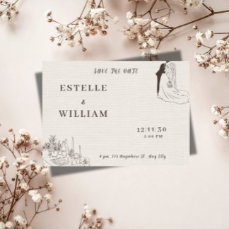 Romantische Minimalistische Trouwkaart 'Save the D Save The Date