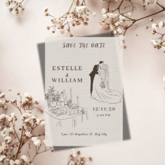 Romantische Minimalistische Trouwkaart 'Save the D Save The Date