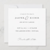 Romantische Minimalistische Vierkante Trouwfoto Save The Date (Achterkant)