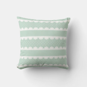 Romantische Mint en witte Polka Dot Kant Patroon Kussen