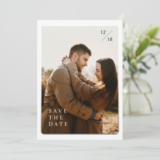Romantische moderne Boho foto opslaan van de datum Kaart (Staand voorkant)