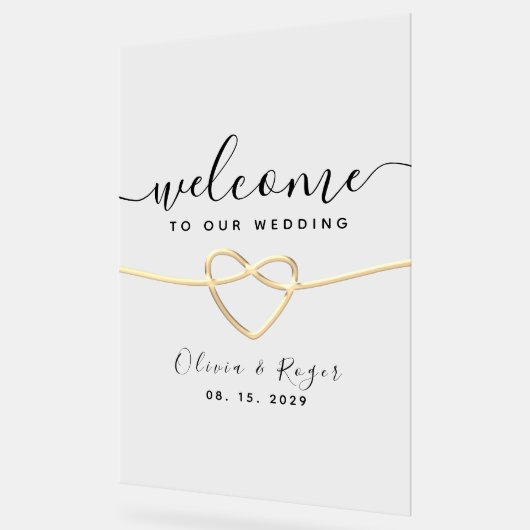 Romantische moderne bruiloft welkom acryl bord (Hoek)