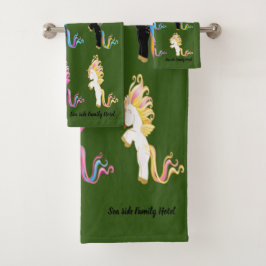 Romantische moderne Cute Unicorn monogram b Bad Handdoek
