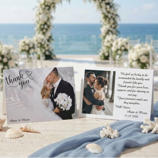 Romantische Moderne Ethische Fotobruiloft Bedankkaart