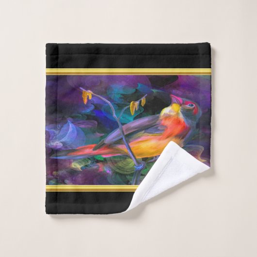 Romantische moderne met een kleurrijke vogelhumor bad handdoek (Wasdoekje)