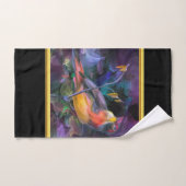 Romantische moderne met een kleurrijke vogelhumor bad handdoek (Handdoek)