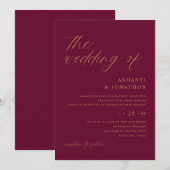 Romantische moderne Mulberry bruiloft Kaart (Voorkant / Achterkant)