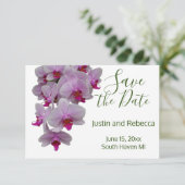 Romantische moderne roze orchideeën, orchidee foto save the date (Staand voorkant)