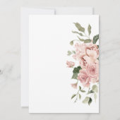 Romantische moderne roze rozen bruiloft kaart (Achterkant)